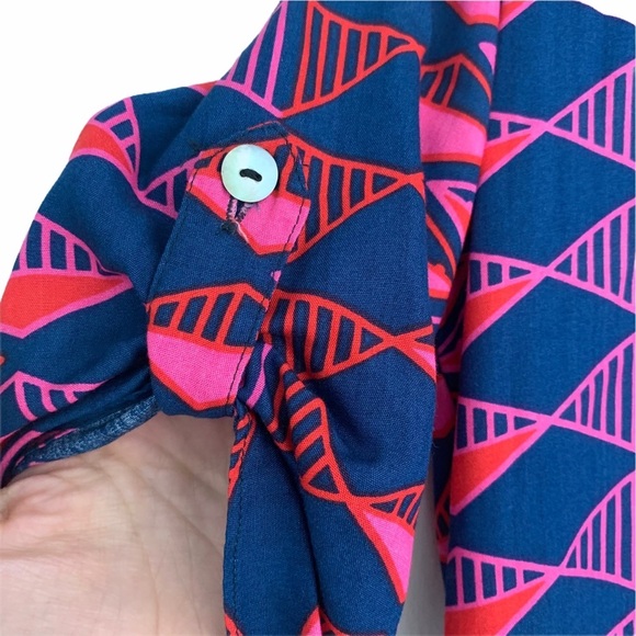 ESCAPADA Geometric V Neck Blouse in Pink and Blue size XS - Picture 7 of 7